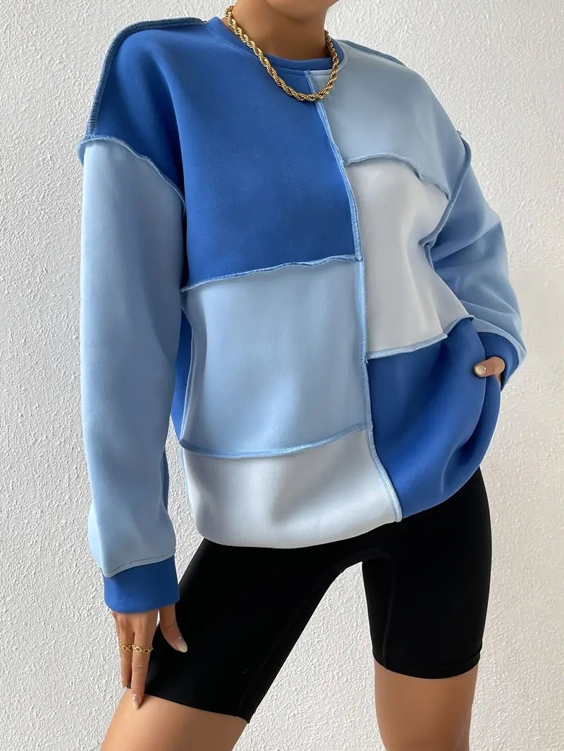 Anastasia - Sweatshirt mit langen Ärmeln und Farbblock-Design