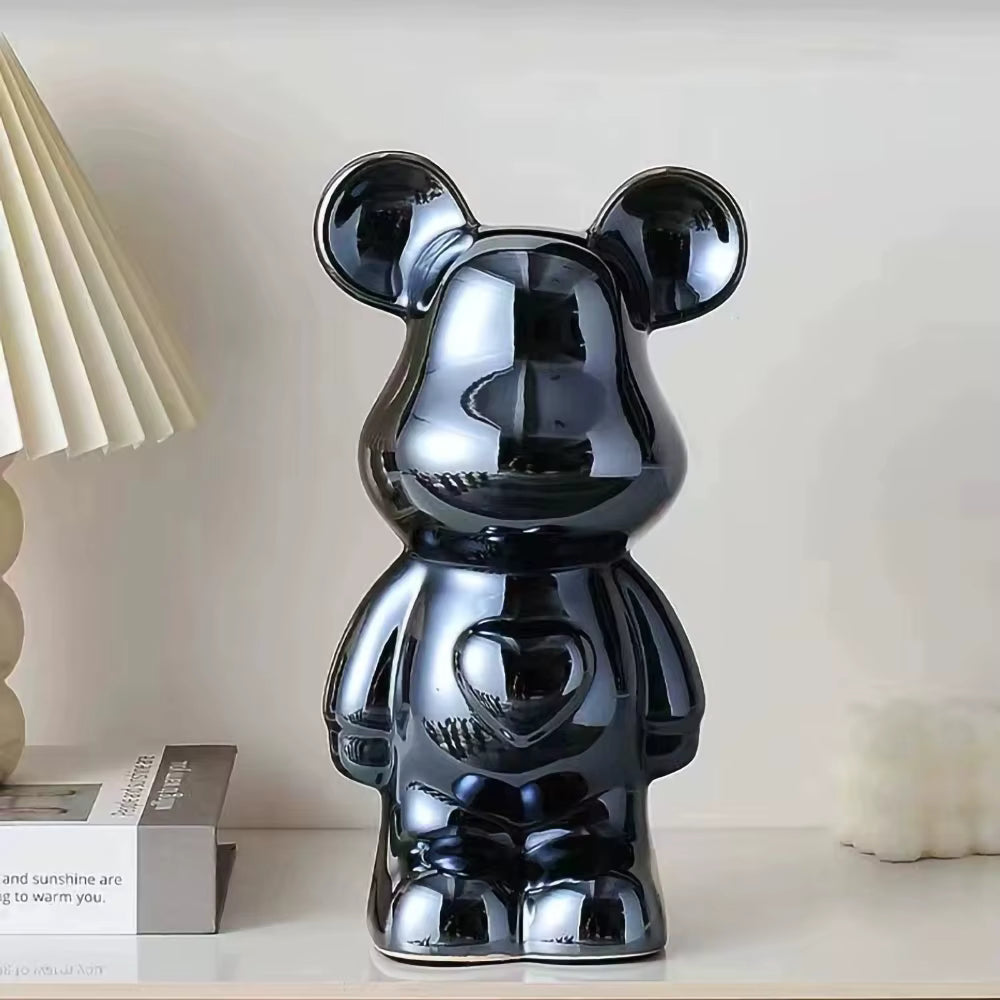 Moderne keramische Bärenfigur im Blockstil (18/28 cm)