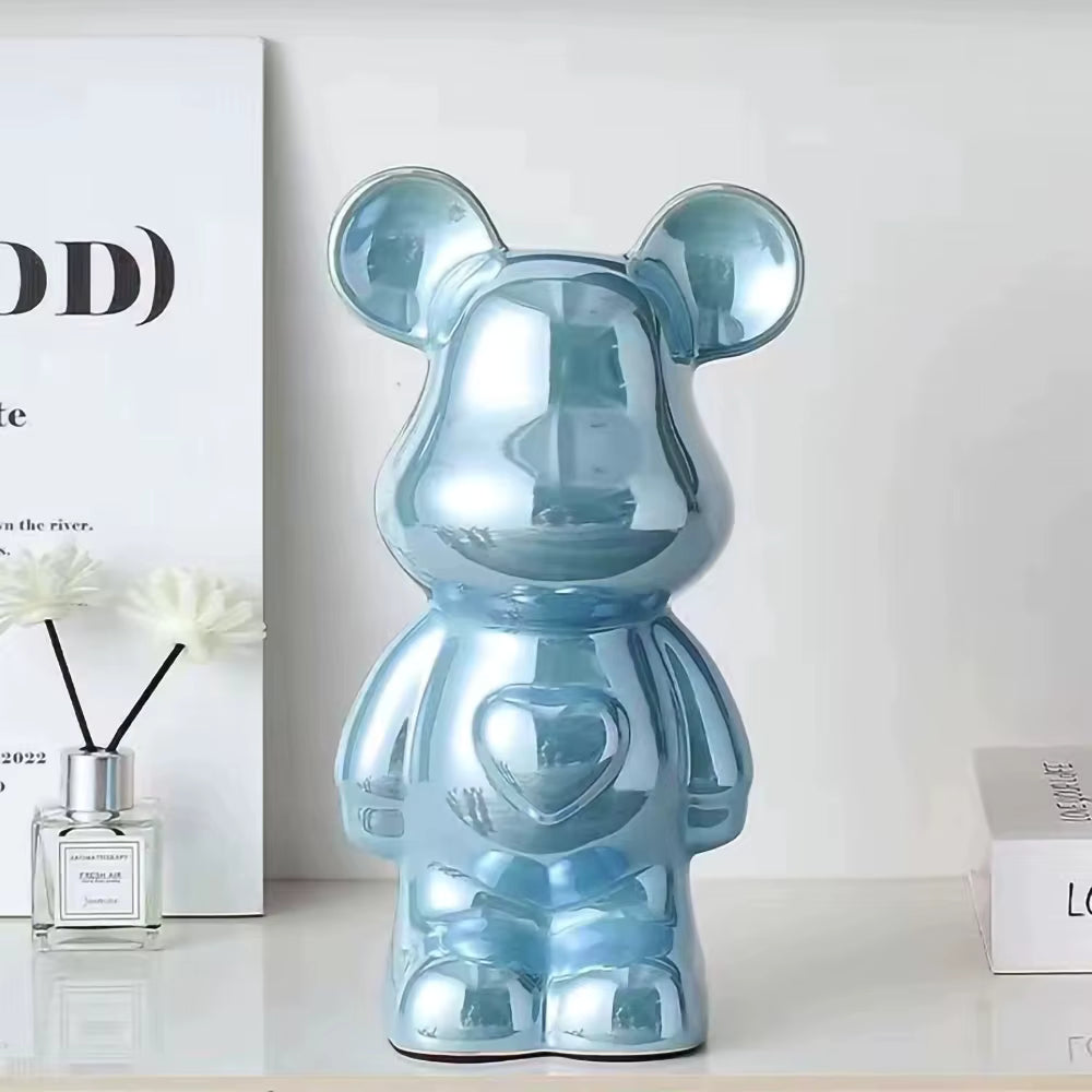 Moderne keramische Bärenfigur im Blockstil (18/28 cm)