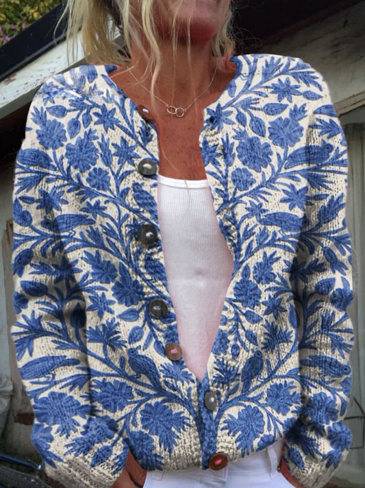 Layla - Strickjacke mit Blumenmuster