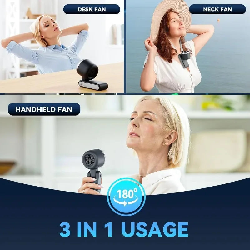 USB genopladelig 3-i-1 foldbar rejseventilator