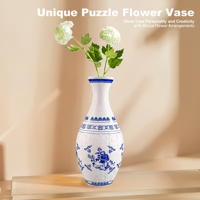EcoBloom - 3D Puzzle Vase - Dekorative Blumenvase mit abnehmbarer Wasserbehälter