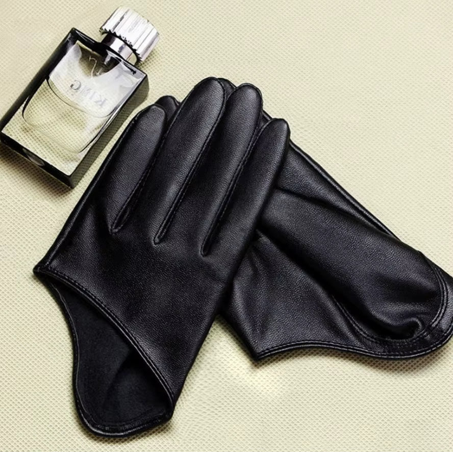Fingerlose Handschuhe aus PU-Kunstleder mit halben Handflächen (Einheitsgröße)