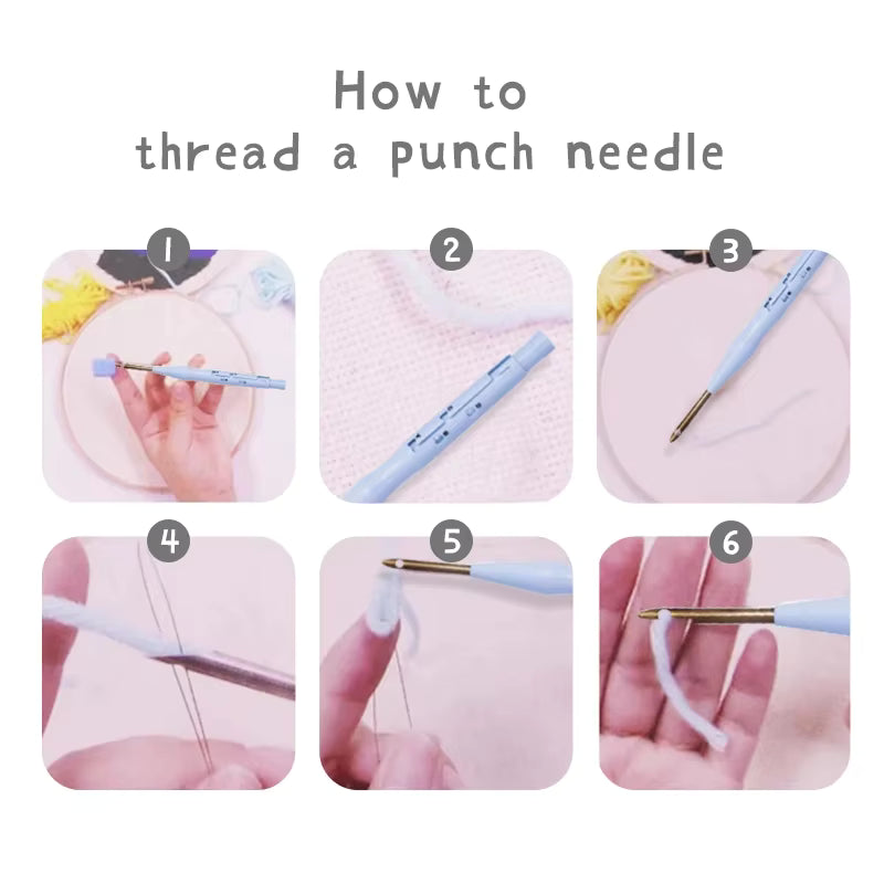 Begynder-venligt fortrykt punch-nål broderisæt (20x20cm)