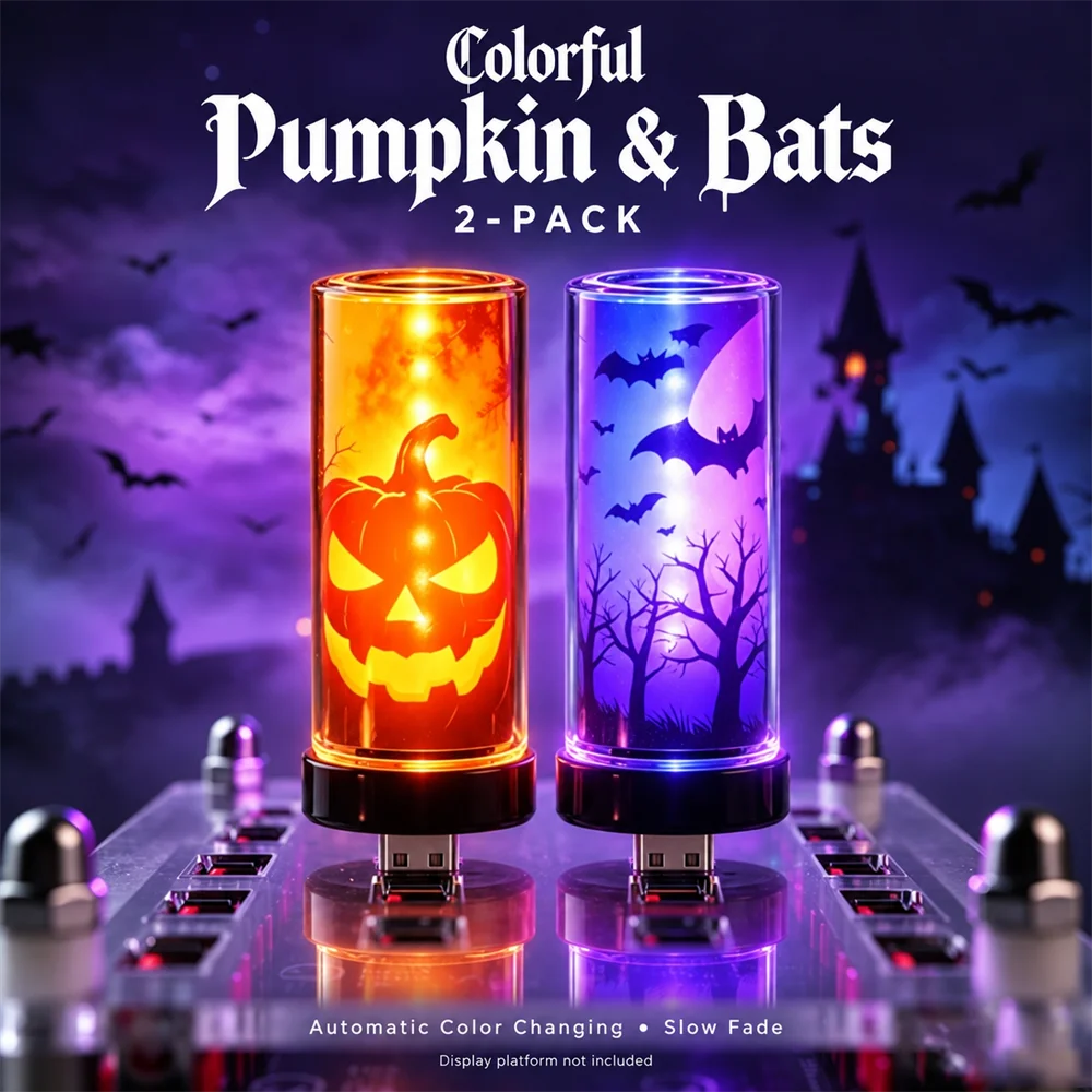 Halloween-natlampe med skiftende farver (USB-A) til USB-tilslutning