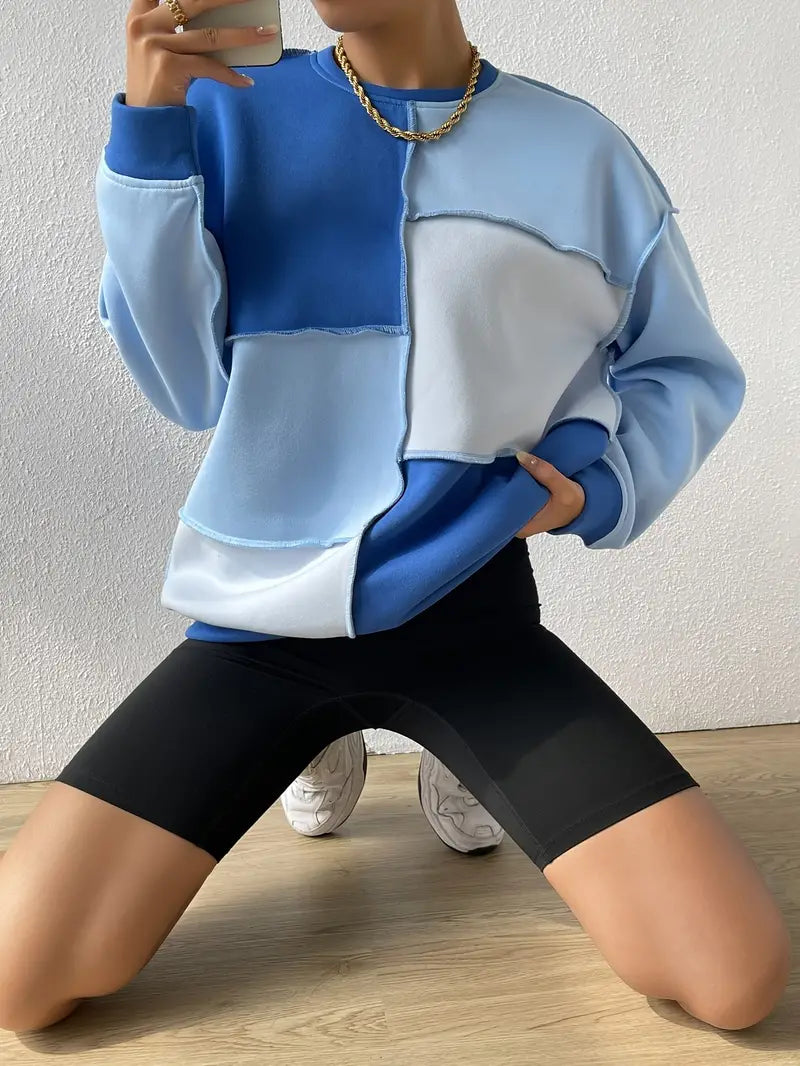 Anastasia - Sweatshirt mit langen Ärmeln und Farbblock-Design