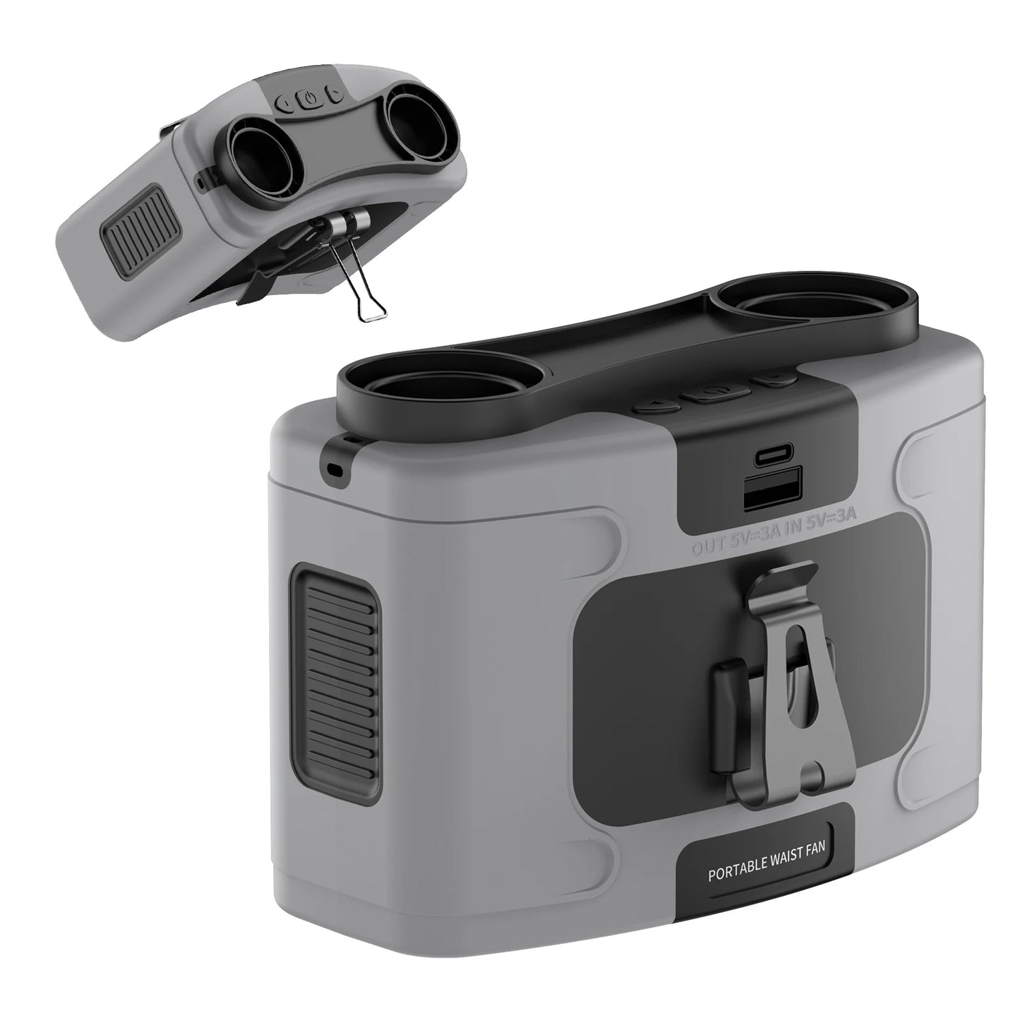 Freihändige USB-C verstellbare tragbare Ventilator (Taille & Hals)