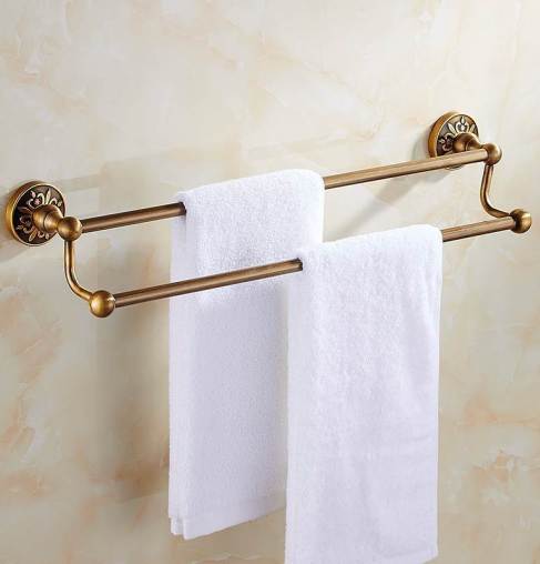 VintageFold - Faltbare Handtuchstange aus Aluminium mit antikem Messingfinish