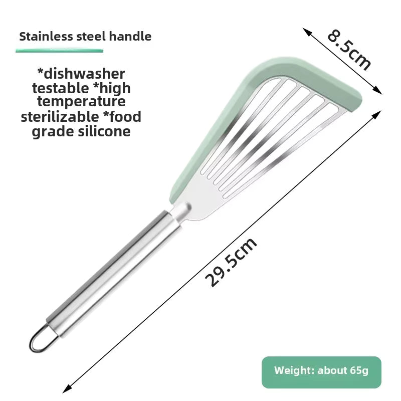 Hitzebeständiger Fischwender aus Edelstahl (Silikon- und Gelgriff)