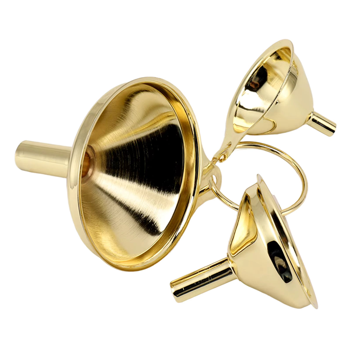 Präzisionstrichter aus goldfarbenem Edelstahl (3-teiliges Set)