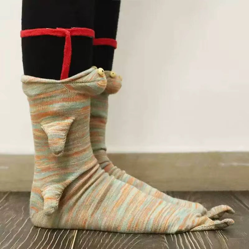 Dicke gestrickte Dinosauriersocken aus Wollmischung (Unisex)