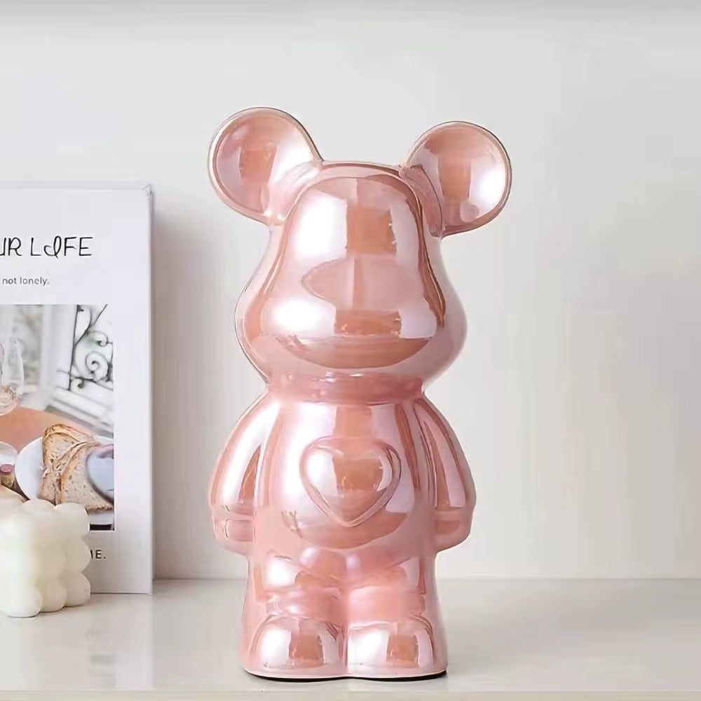 Moderne keramische Bärenfigur im Blockstil (18/28 cm)