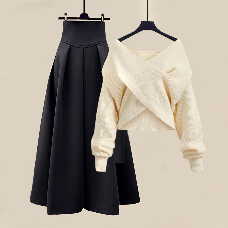 Romy - Eleganter Crossover-Pullover und -Rock für Frauen