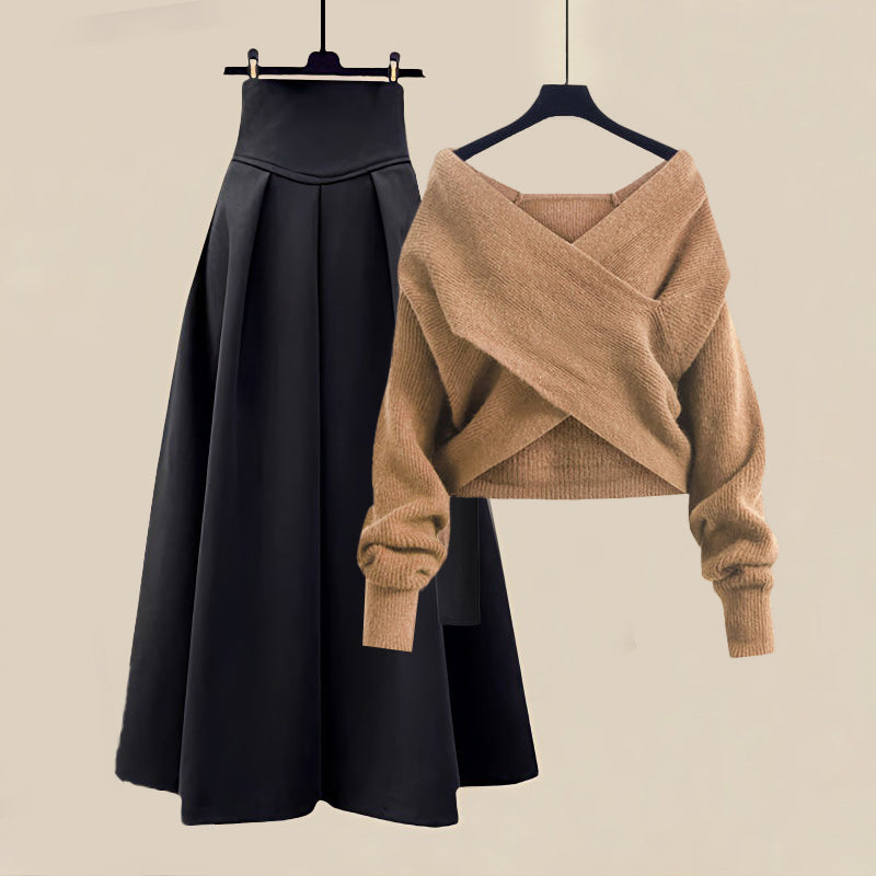 Romy - Eleganter Crossover-Pullover und -Rock für Frauen