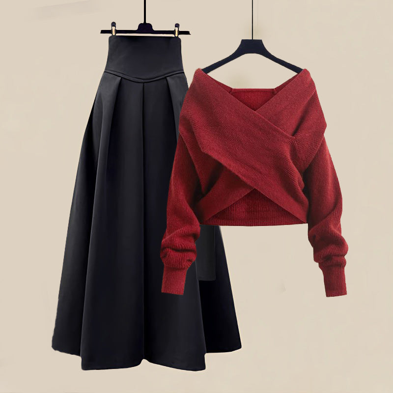 Romy - Eleganter Crossover-Pullover und -Rock für Frauen