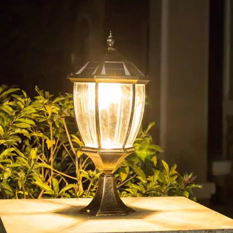 SolaraGlow - Retro sechseckige LED-Solarleuchte aus Glas