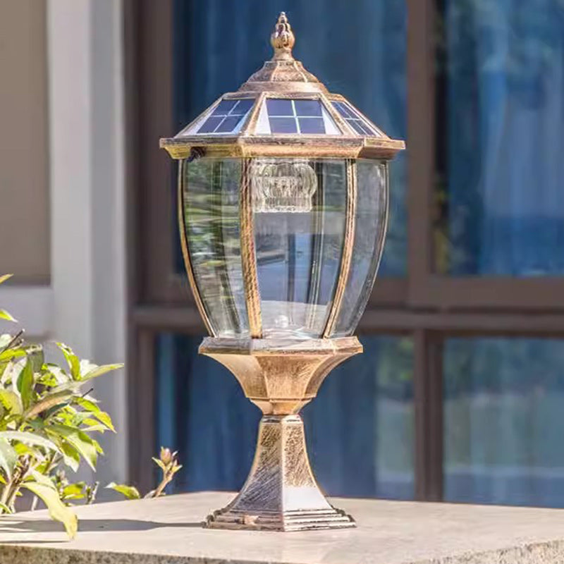 SolaraGlow - Retro sechseckige LED-Solarleuchte aus Glas