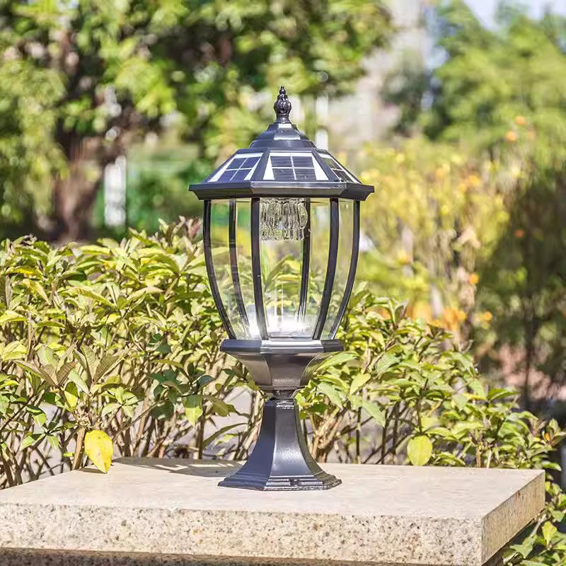 SolaraGlow - Retro sechseckige LED-Solarleuchte aus Glas