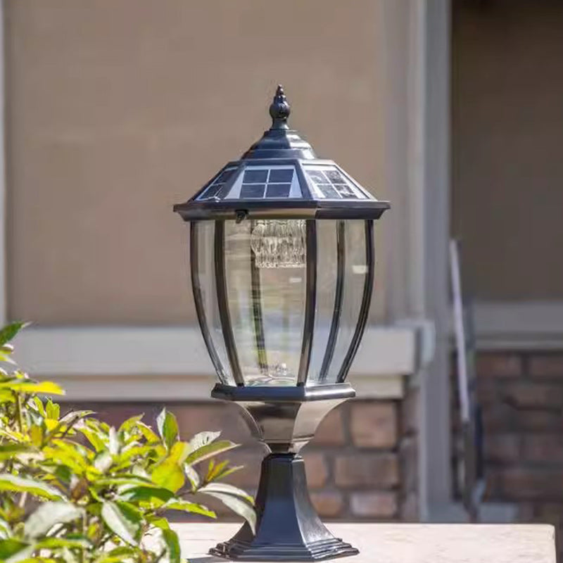 SolaraGlow - Retro sechseckige LED-Solarleuchte aus Glas