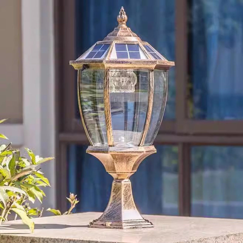 SolaraGlow - Retro sechseckige LED-Solarleuchte aus Glas