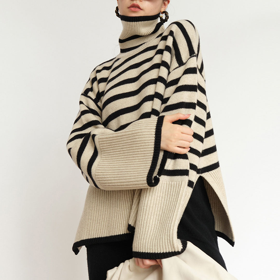 Elise - Gestreifter Rollkragenpullover
