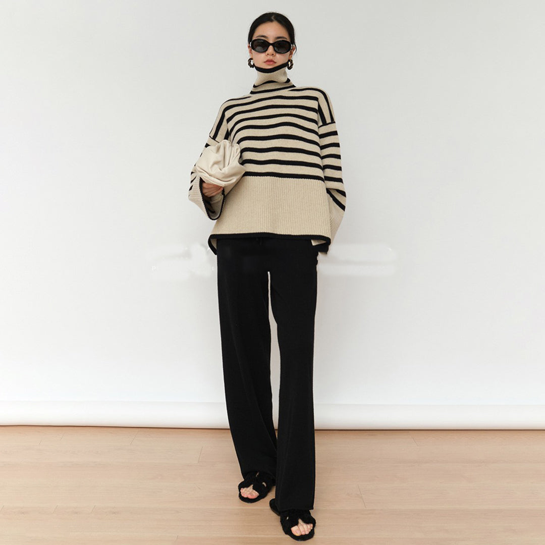 Elise - Gestreifter Rollkragenpullover