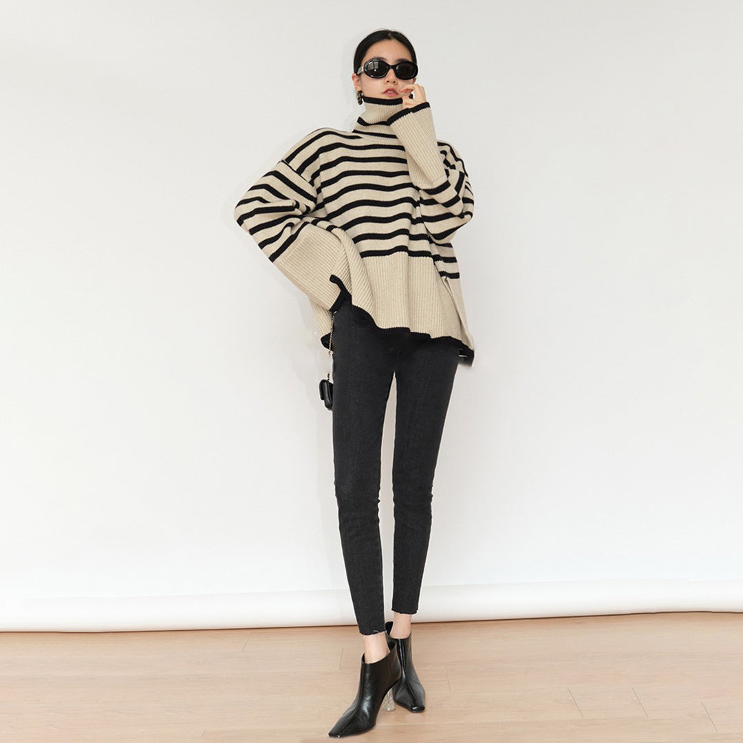 Elise - Gestreifter Rollkragenpullover