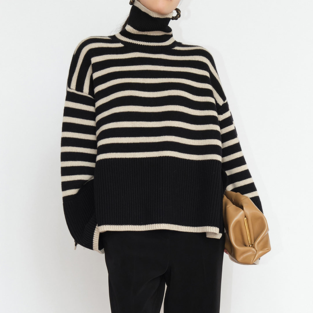 Elise - Gestreifter Rollkragenpullover