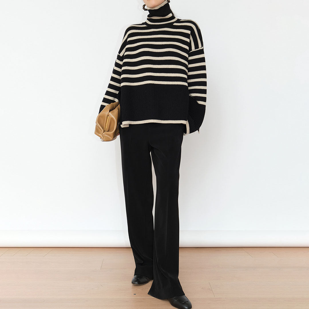 Elise - Gestreifter Rollkragenpullover