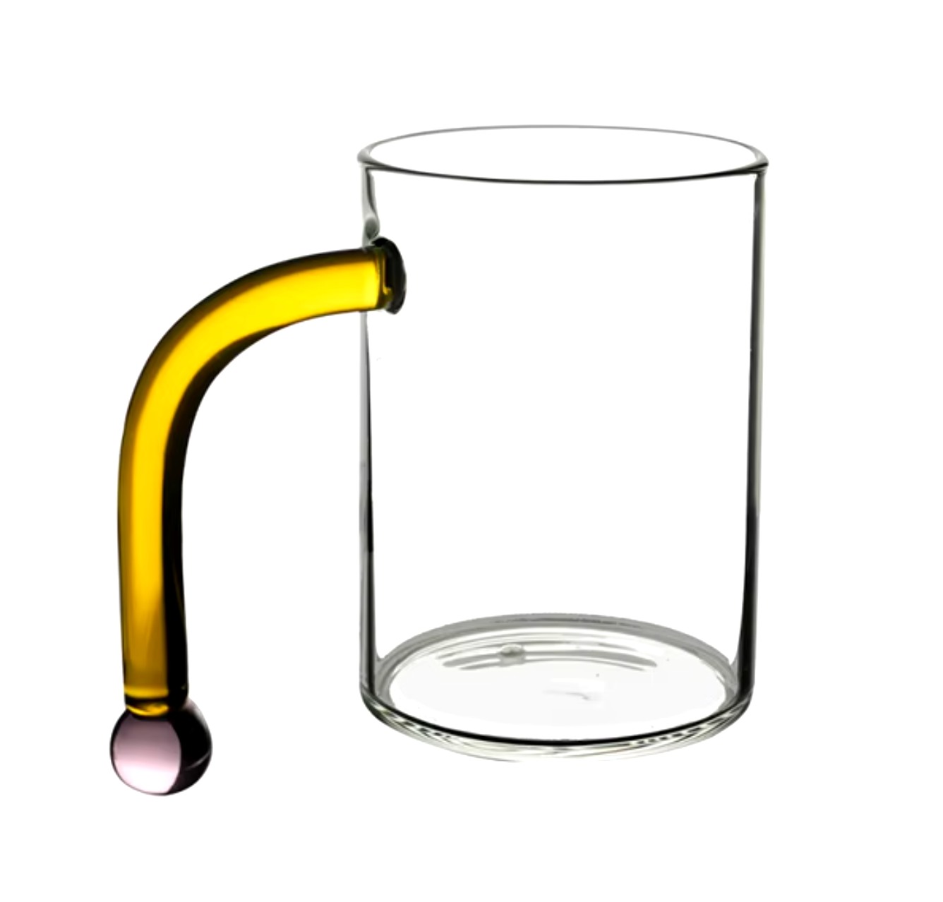 VitaGlow - Te- og kaffekop af borosilikatglas med hank af farvet glas