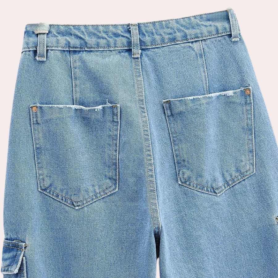 Georgia - Casual denim cargo-bukser til kvinder | Behagelige at have på
