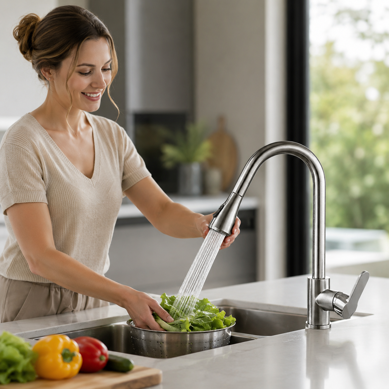 flexibler Schlauch für Küchenarmatur – Küchenarmatur – Küchenarmaturen in Chrom – Küchenarmatur mit ausziehbarem Auslauf – Küchenarmatur aus Edelstahl – Ideal für Kücheninseln