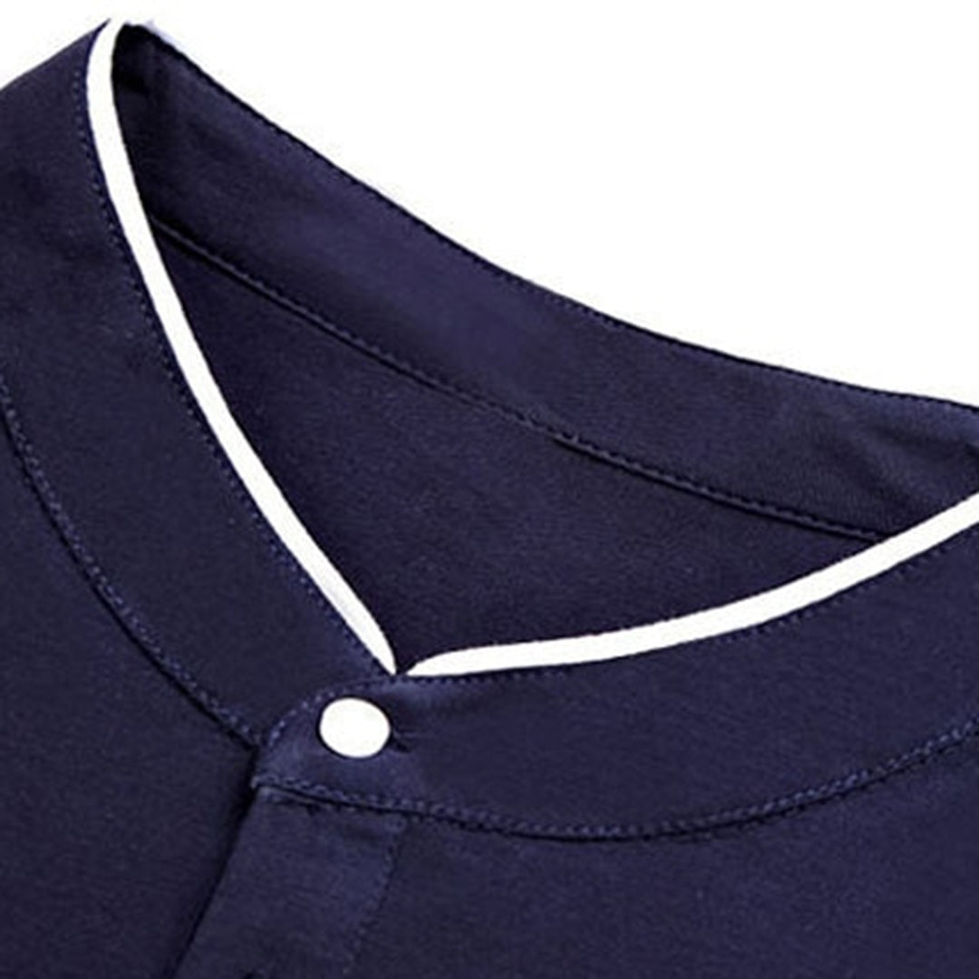 Ethan - Langærmet poloshirt til mænd med mandarinfarvet krave