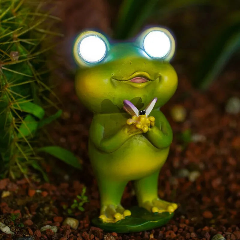 Sjov Solkikker Have Dekoration med LED Lys – Miljøvenlig Håndlavet Harz Figur i Forskellige Størrelser-6