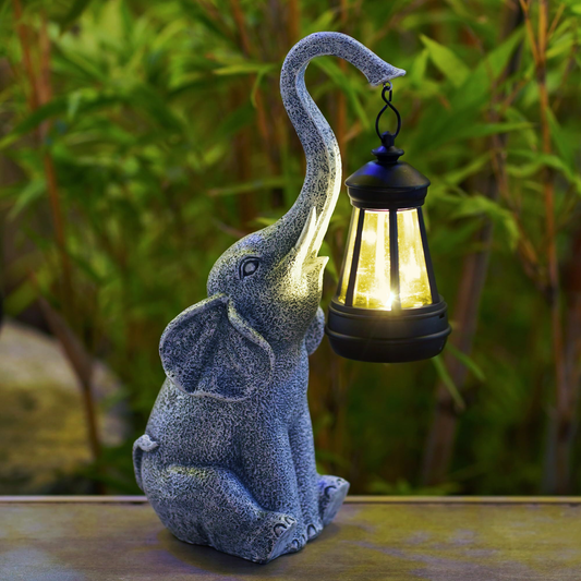 Solarlampe med Elefant Design – Energivenlig Udendørs Belysning med Automatisk Tænding og Varme Lys-1