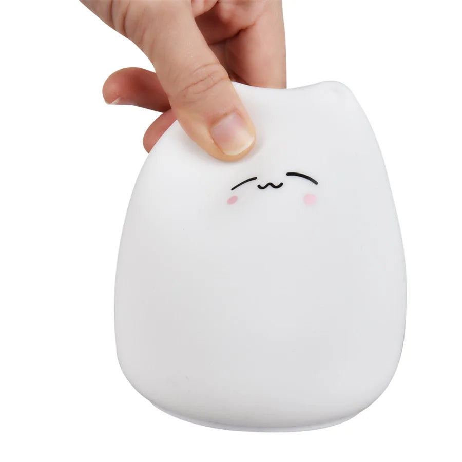 Süße Katzen Nachtlampe – Weiches Silikon, 7 Farben & Touch-Sensor