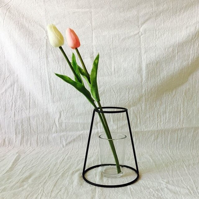 Minimalistisk Jern Vase til Blomsterarrangementer – 30 cm Høj, Sort Dekoration til Hjemmet-6