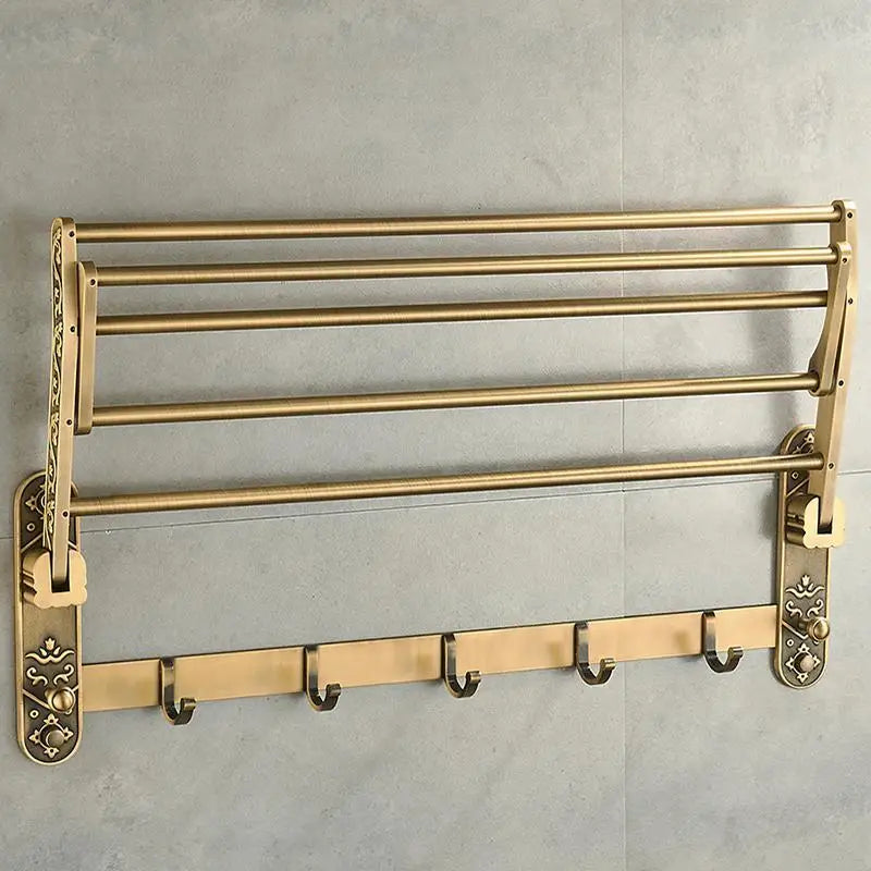 VintageFold - Faltbare Handtuchstange aus Aluminium mit antikem Messingfinish