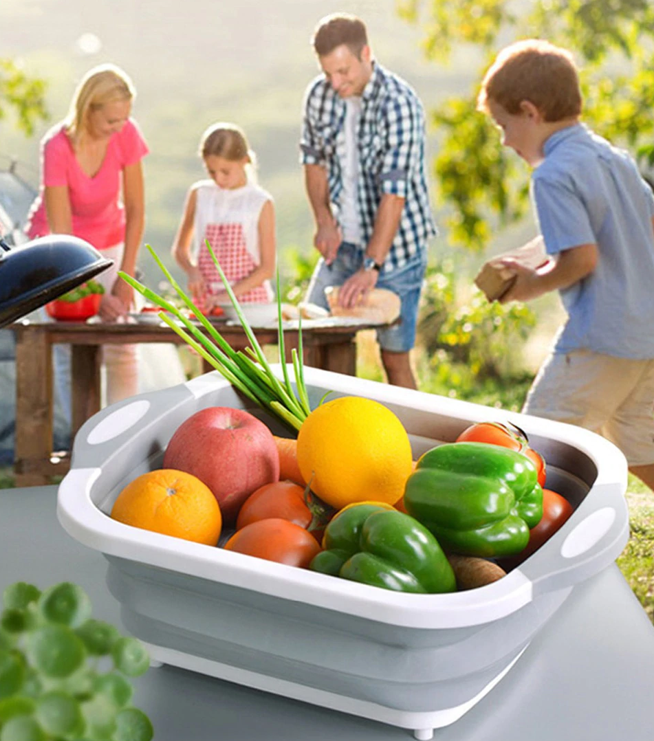 KitchenPro - 3-in-1 Korb für das Schneidebrett