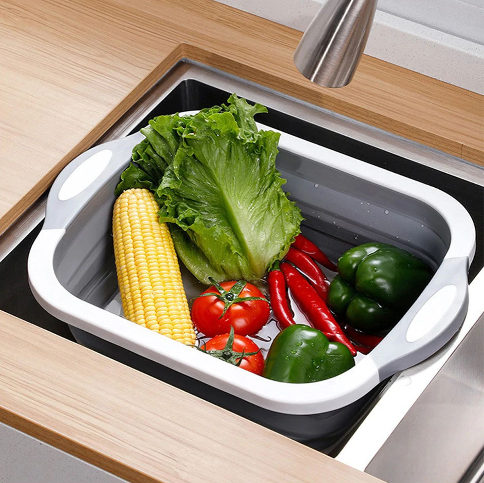 KitchenPro - 3-in-1 Korb für das Schneidebrett