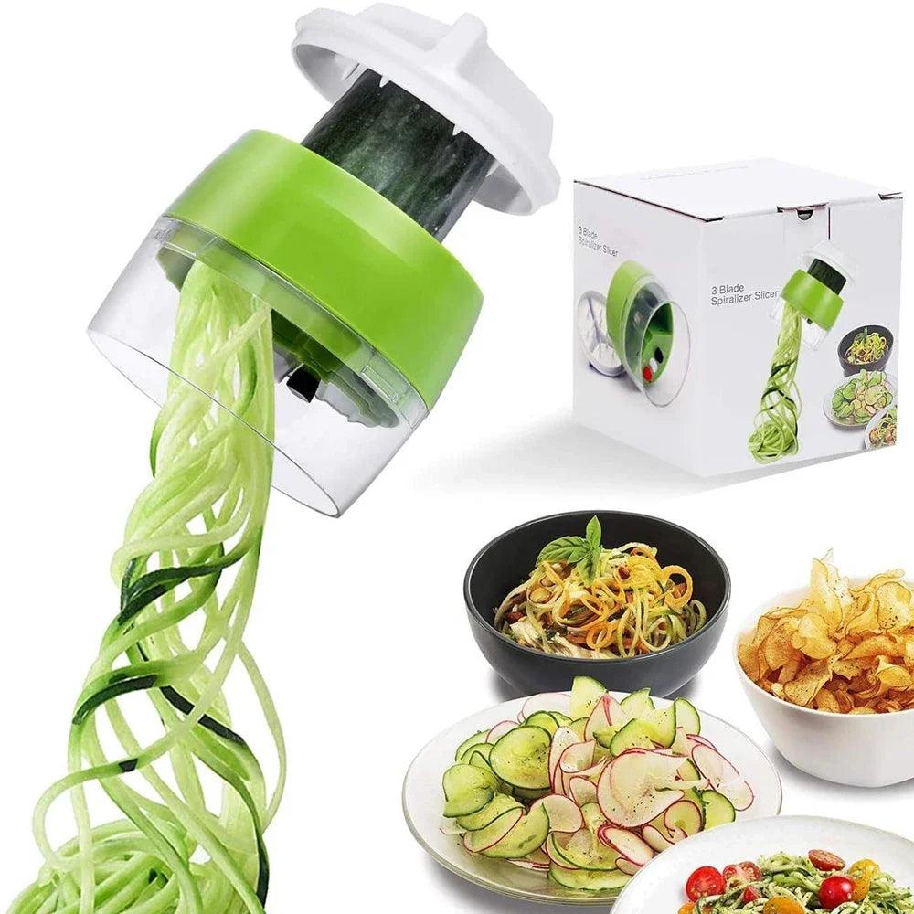 Justerbar Grøntsagsslicer i BPA-fri Plast med Skarpt Rustfrit Stålblad – Effektiv Spiral Skærer til Sunde Retter-3