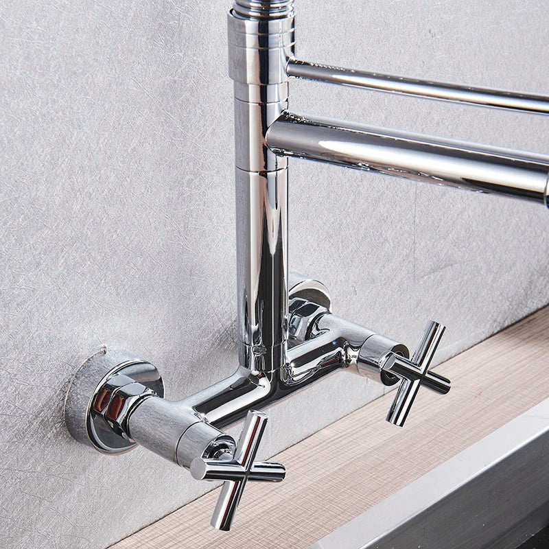 FlexiFlow - Küchenarmatur | Wandmontiert | Doppel-Sprühfunktion | Chromfinish