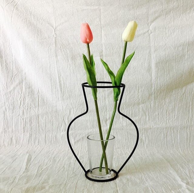 Minimalistisk Jern Vase til Blomsterarrangementer – 30 cm Høj, Sort Dekoration til Hjemmet-3