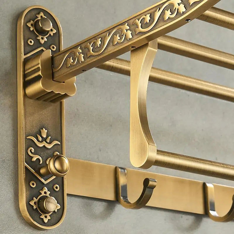 VintageFold - Faltbare Handtuchstange aus Aluminium mit antikem Messingfinish