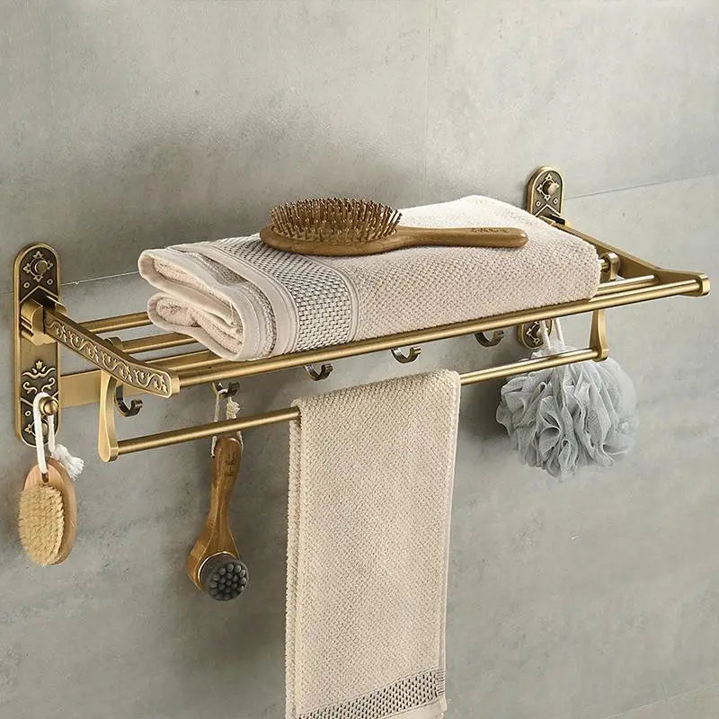 VintageFold - Faltbare Handtuchstange aus Aluminium mit antikem Messingfinish