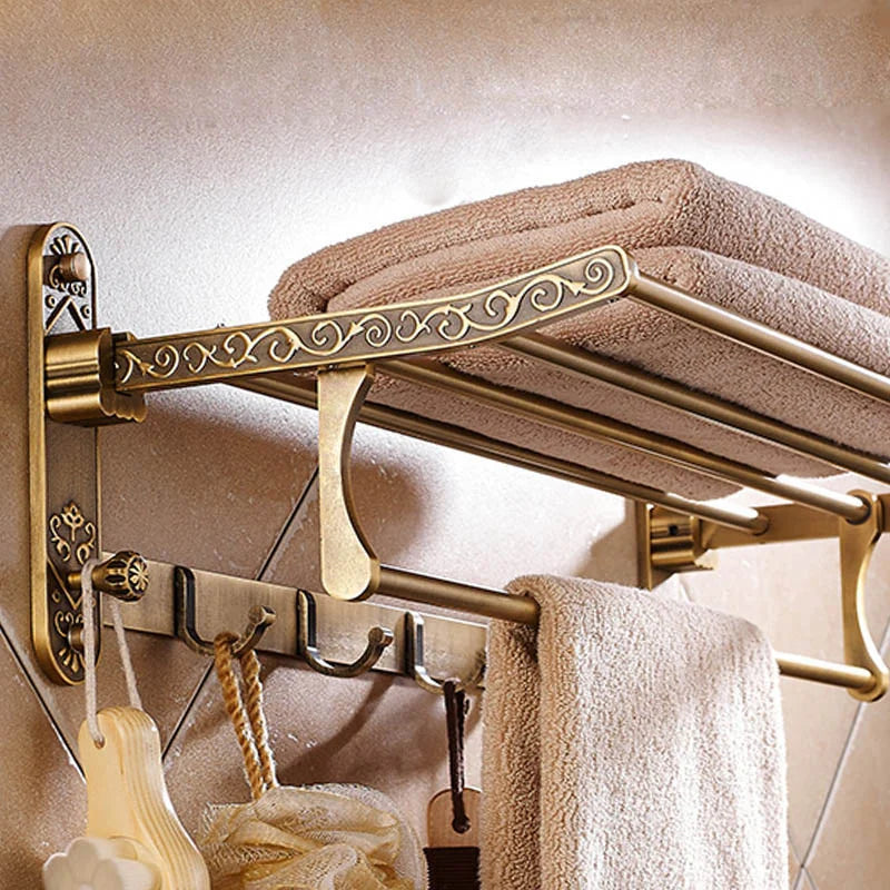 VintageFold - Faltbare Handtuchstange aus Aluminium mit antikem Messingfinish