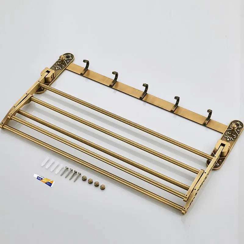 VintageFold - Faltbare Handtuchstange aus Aluminium mit antikem Messingfinish