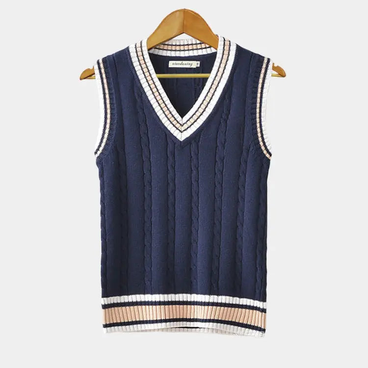 Luca - Klassischer Herren-Cardigan mit V-Ausschnitt und ärmellosem gestricktem Pullover