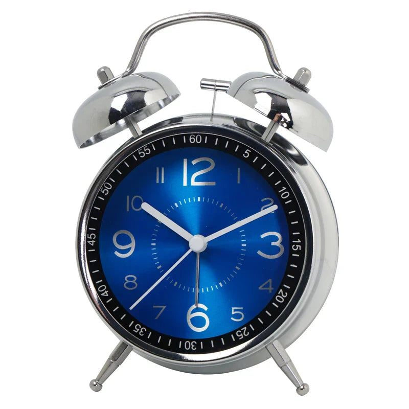 RetroRing | Analogwecker aus Metall - Klassisches, traditionelles Design, geräuschlose Bewegung, stilvoller Wecker für das Schlafzimmer