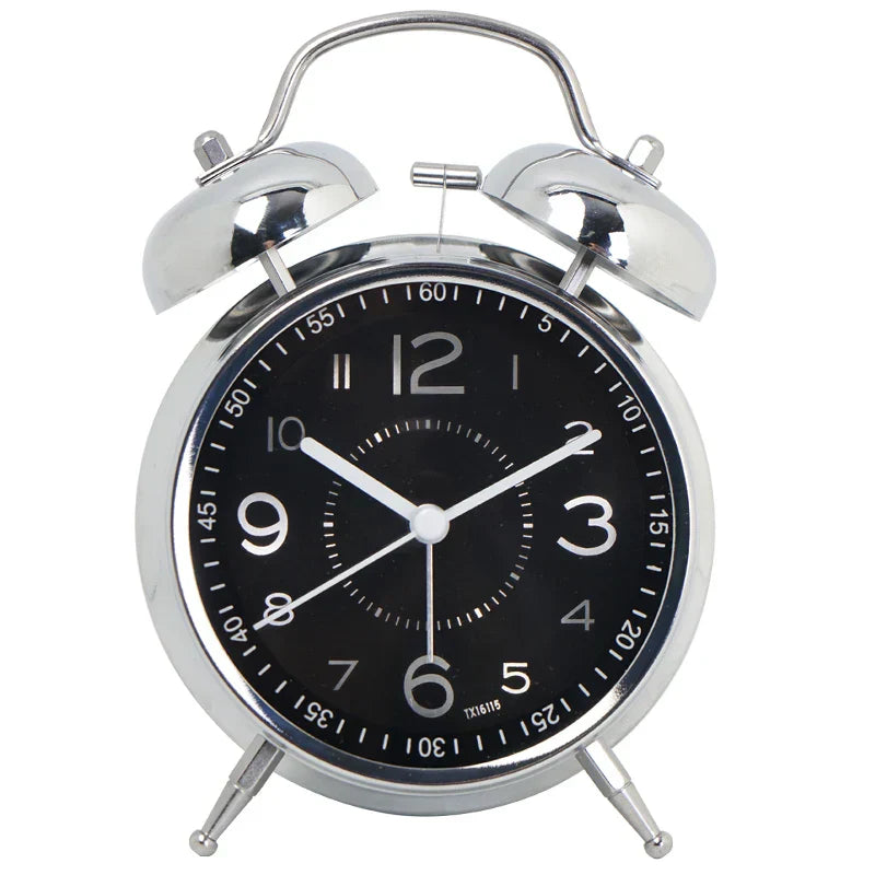 RetroRing | Analogwecker aus Metall - Klassisches, traditionelles Design, geräuschlose Bewegung, stilvoller Wecker für das Schlafzimmer